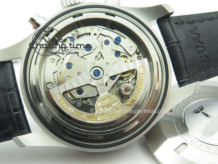 MIROTIME 0128 Youthful Pilot Spitfire 3878 Chrono BP Gray Dial SS On Black Leather Strap A 7368